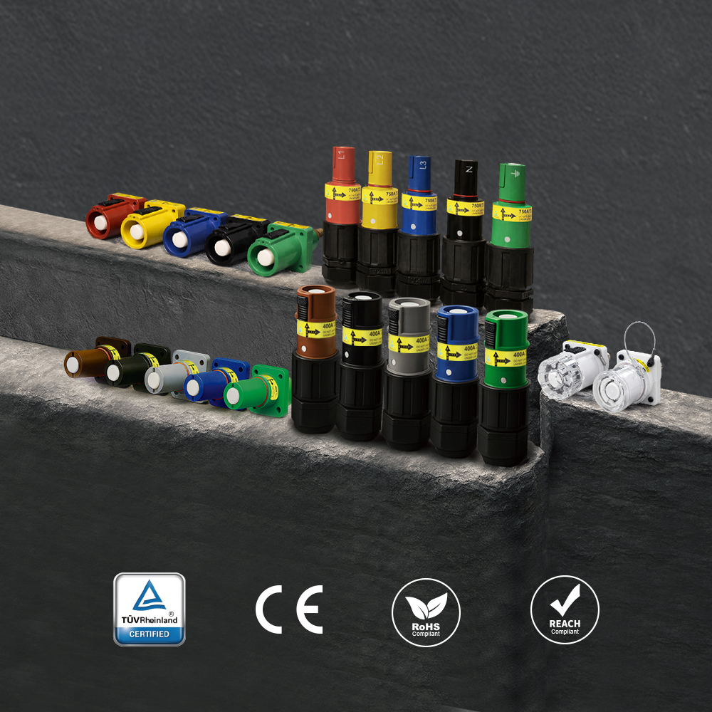 KUPO Power PowerFit 400A keyed single pole connector (KSPC) - Powersafe-style high-current feeder termination for stage, touring, and industrial power distribution